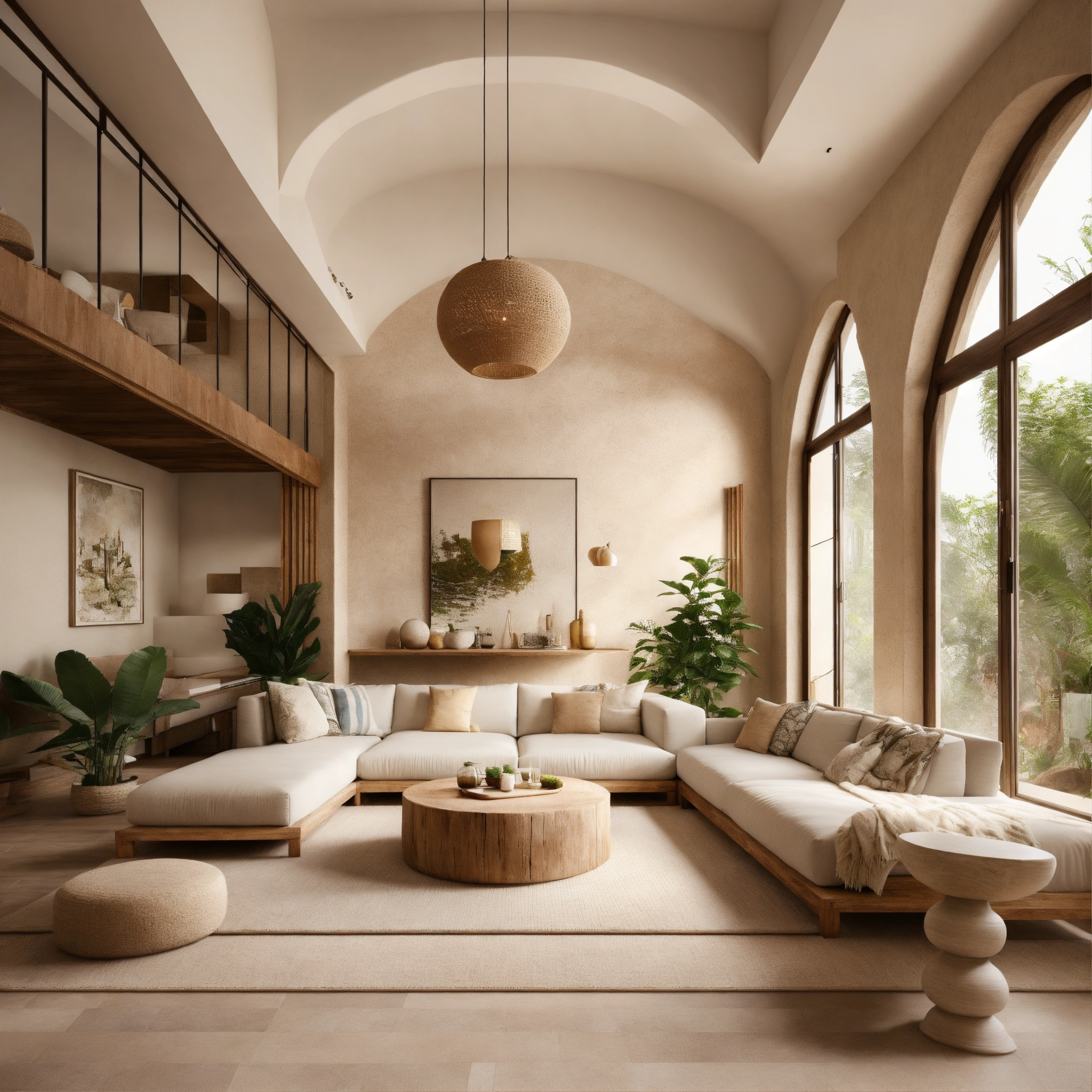 Living room with layered lighting